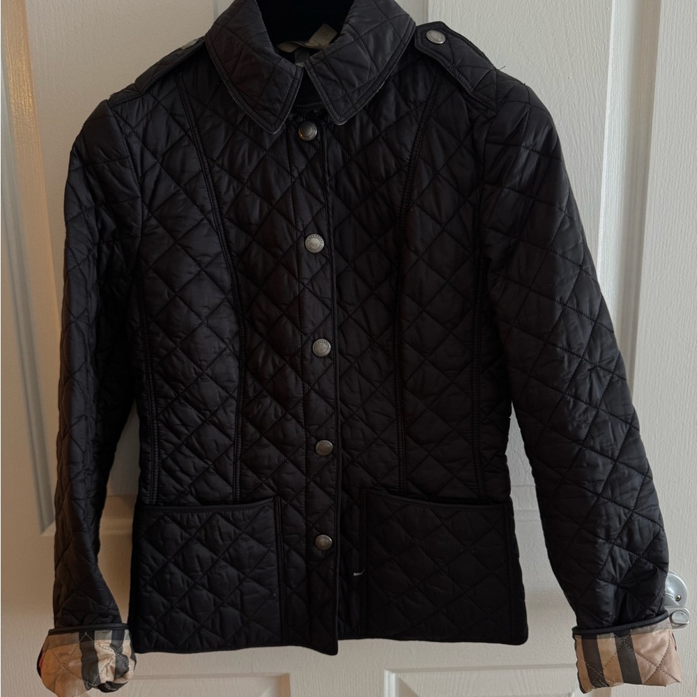 Burberry Black Quilted Jacket with Check Lining